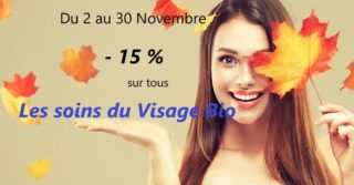 L'offre du mois de Novembre 2022 : 

Bénéficiez de - 15% sur les Soins Visage Bio. 

La peau du visage est fragile, prenez en soin.
Venez découvrir les Soins Visage Bio et laissez vous guider par la douceur d'un soin bienveillant pour lâcher prise et avoir une peau lumineuse 🧖‍♀️🥰 

Faites-vous plaisir ou faites plaisir en offrant un bon cadeau 🎁 🌺